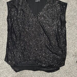Black Sequin Women's Blouse